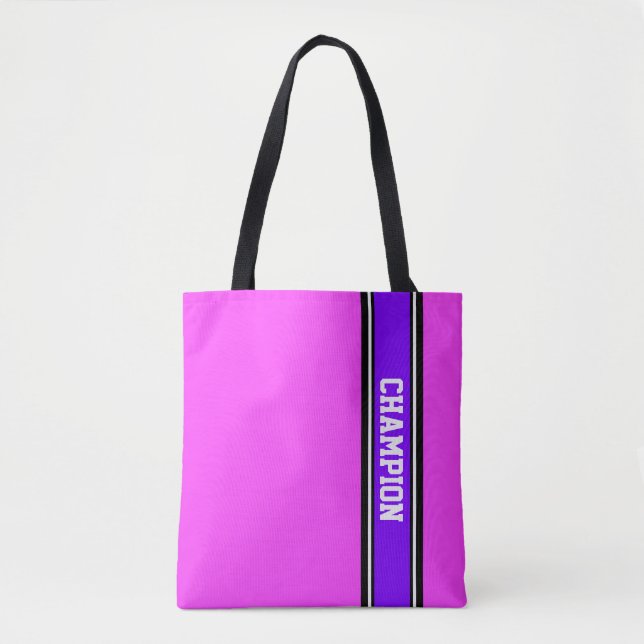 Bolsa Tote ESPORTES - violeta, preta, branca (Frente)