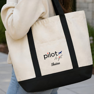 Bolsa Tote Esposa de Piloto Caligrafia Avião Divertido Person