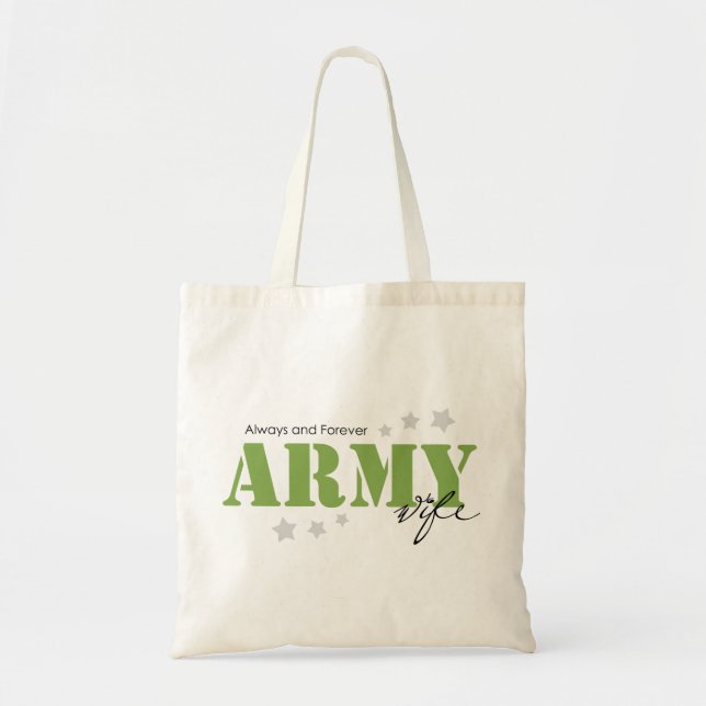 Bolsa Tote Esposa do exército - sempre e para sempre (Frente)