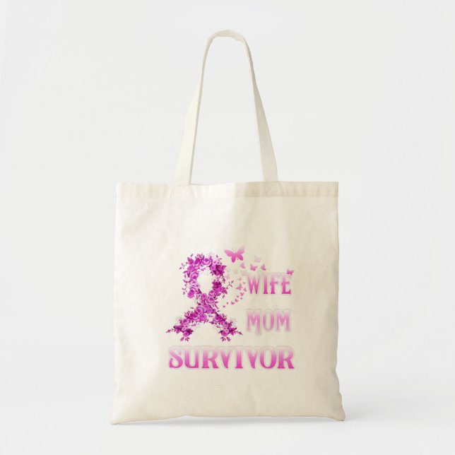 Bolsa Tote Esposa Mãe Sobrevivente Cancer De Mama Sensibiliza (Frente)