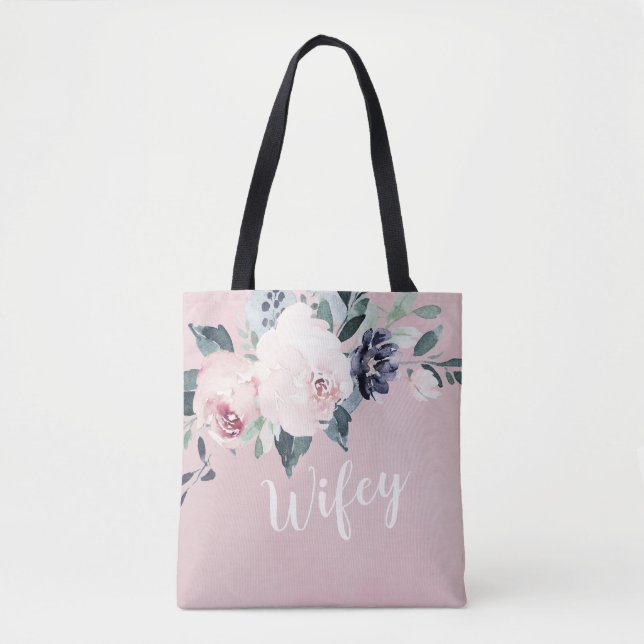 Bolsa Tote Esposa personalizada floral de escamas botânicas f (Frente)