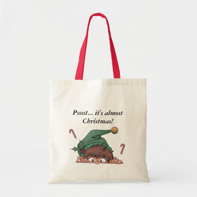 Bolsa Tote Espreitando o duende do Natal (Frente)