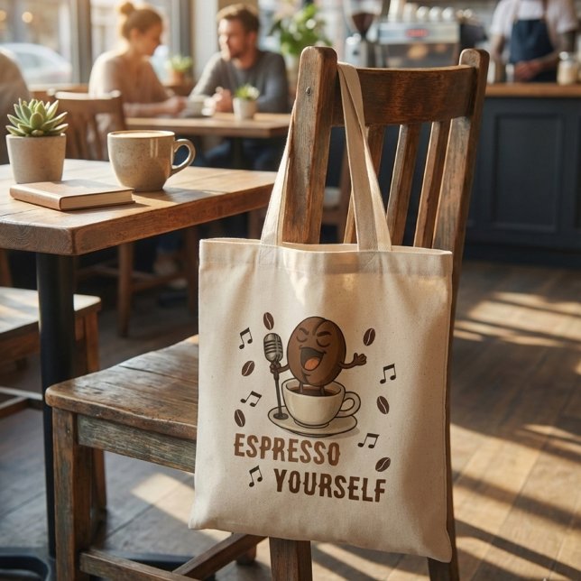 Bolsa Tote Espresso Divertido de Si Mesmo Cantando Pun de Grã (Criador carregado)