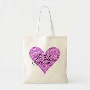 Bolsa Tote Esquadrão Bride - Coração brilhante cor-de-rosa