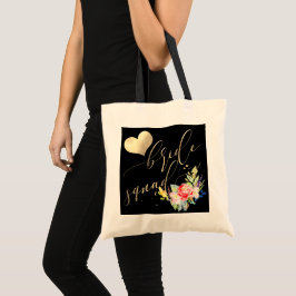 Bolsa Tote Esquadrão Bride PixDezines|Flor|Script Dourado Fau