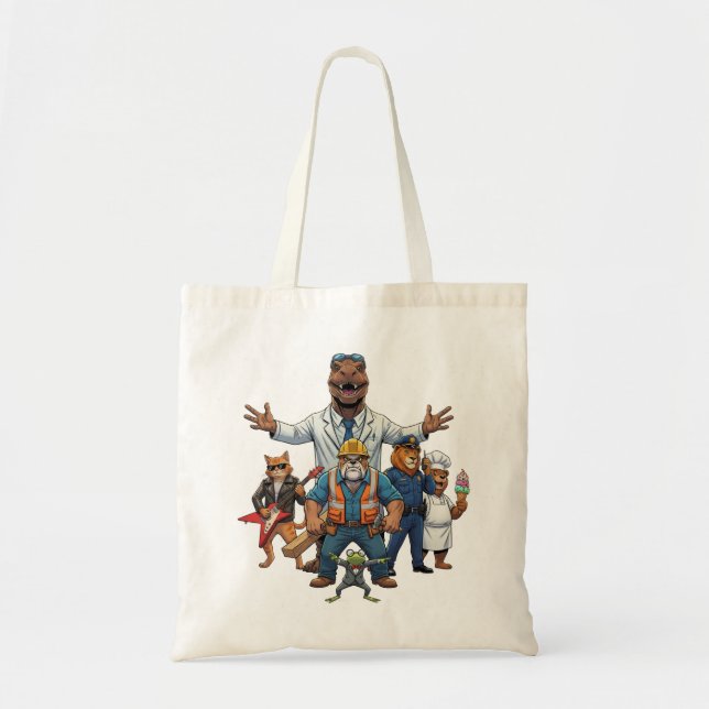 Bolsa Tote Esquadrão de Animais Legais Presente de Dia dos Na (Frente)
