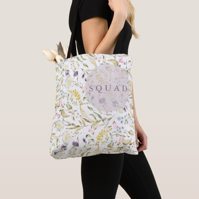 Bolsa Tote Esquadrão de Chás de Bebê Boho Primavera com Flore (Close Up)