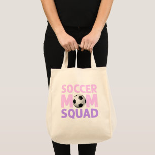 Bolsa Tote Esquadrão de Mãe de Futebol em Rosa e Roxo