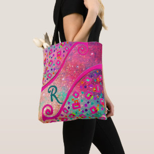 Bolsa Tote Esquadrão de Pontos Verdes Azuis DECo MONograma c