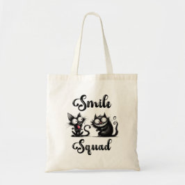 Bolsa Tote Esquadrão de Sorriso com Design de Gatos Engraçado