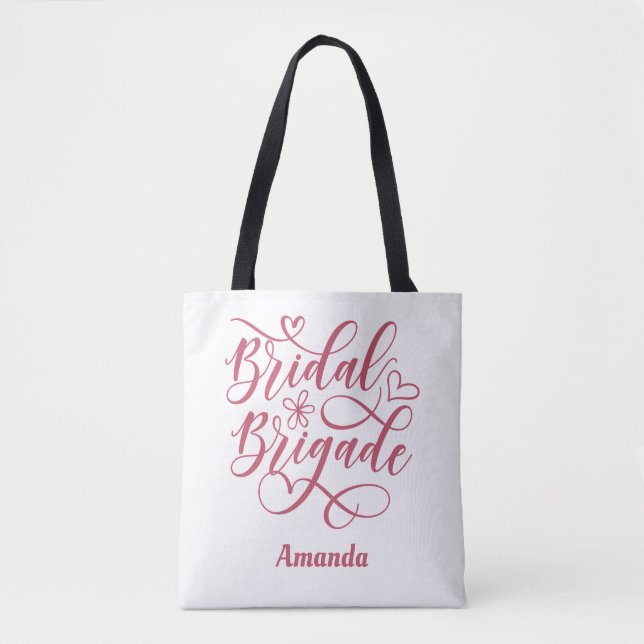 Bolsa Tote Esquadrão Nupcial Personalizado Damas de Honra (Frente)