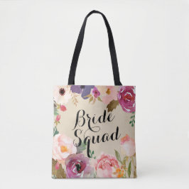 Bolsa Tote Esquadrão Rústico de Flores de Aquarela de Boho