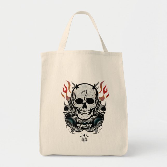 Bolsa Tote Esquadrão Suicida | Diablo Skull & Flames Tattoo A (Frente)