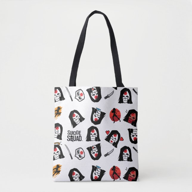 Bolsa Tote Esquadrão Suicida | Padrão Katana Emoji (Frente)