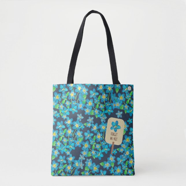 Bolsa Tote Esqueça-me de não alemão/inglês Blue Wildflower (Frente)