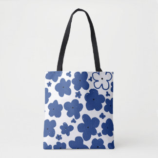 Bolsa Tote Esqueça-me de Não Floral Azul