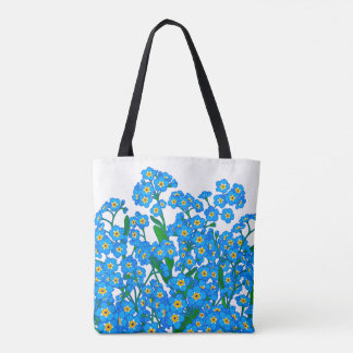 Bolsa Tote Esqueça-Me Não, Desenho De Flor Azul, Amantes Da N