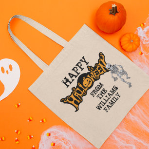 Bolsa Tote Esqueleto Anual da Festa de Halloween da Família P