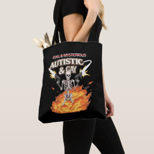 Bolsa Tote Esqueleto Autista e Gay Divertido Conscientização 