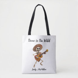 Bolsa Tote Esqueleto com chapéu tocando violão