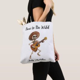 Bolsa Tote Esqueleto com chapéu tocando violão