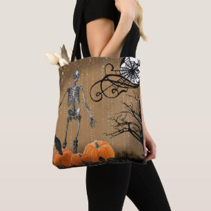 Bolsa Tote Esqueleto de Abóbora do Dia das Bruxas