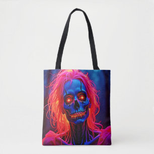 Bolsa Tote Esqueleto de areia com Design de cabelo rosa