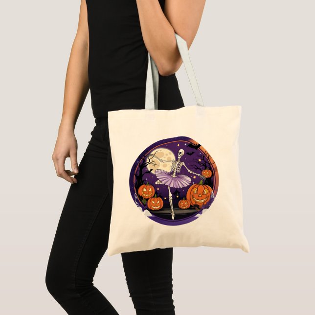 Bolsa Tote Esqueleto de dança de Halloween, melhor presente d (Frente (produto))