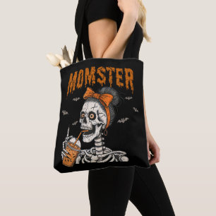 Bolsa Tote Esqueleto de Mãe Monstro Vintage Engraçado no Hall