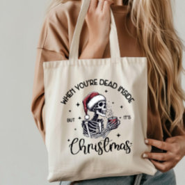 Bolsa Tote Esqueleto de Natal engraçado e citação