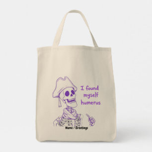 Bolsa Tote Esqueleto de Pirata Engraçado Punho de Úmero Osso 