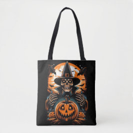 Bolsa Tote Esqueleto Encantador com Jack-O'-Lantern de Hallow