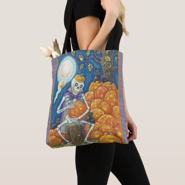 BOLSA TOTE ESQUELETO, GATOS NEGROS, SACO DE OMBRA (Close Up)