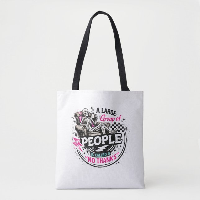 Bolsa Tote Esqueleto Introvertido Relaxando Com Café Não Obri (Frente)