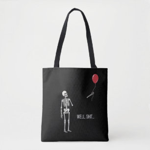 Bolsa Tote Esqueleto Perdeu Balão, Humor Negro Halloween