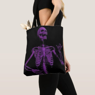 Bolsa Tote esqueleto roxo de guitarra