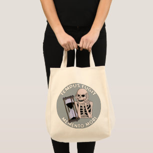 Bolsa Tote Esqueleto Tempus Fugit Memento Mori Relógio de Are