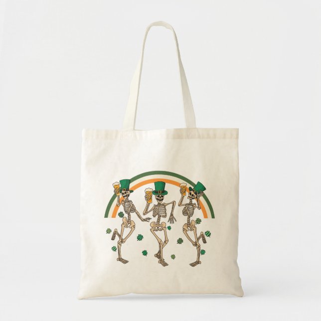 Bolsa Tote Esqueletos dançando com Cerveja e Camarões (Frente)