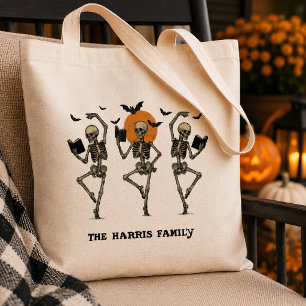 Bolsa Tote Esqueletos Dançantes Fofos de Halloween Personaliz