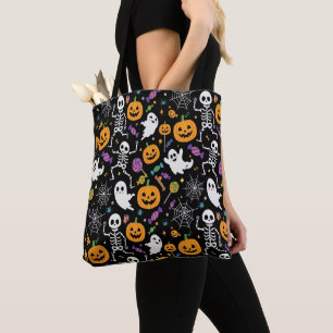 Bolsa Tote Esqueletos Fofos e Assustadores Para o Halloween