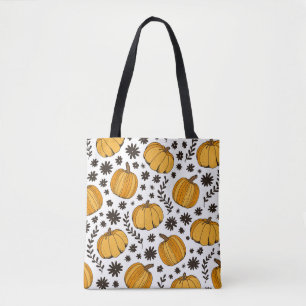 Bolsa Tote Esquemas de abóbora: padrão sem costura desenhado