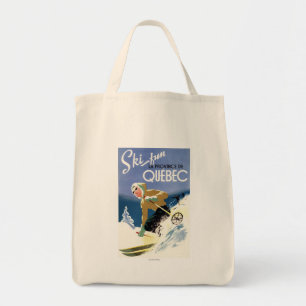 Bolsa Tote Esqui da mulher - poster inglês e francês