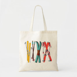 Bolsa Tote Esqui engraçado esquiar esquiador colorido