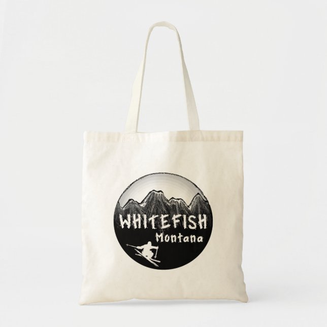Bolsa Tote Esquiador artístico Whitefish Montana (Frente)