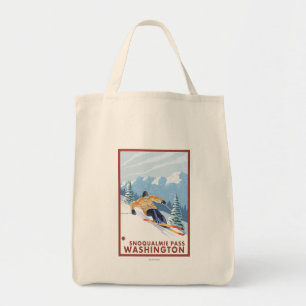 Bolsa Tote Esquiador da neve de Downhhill - passagem de