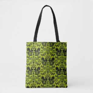 Bolsa Tote Esquilo Arte Foliar Nórdica Escandinava