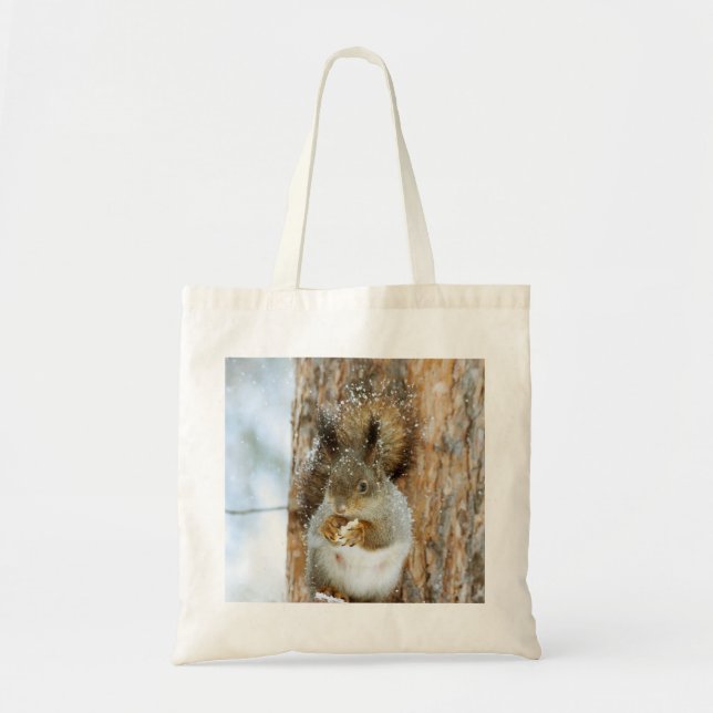 Bolsa Tote Esquilo bonito numa paisagem de inverno (Frente)