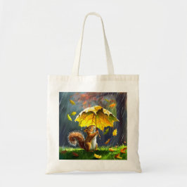 Bolsa Tote Esquilo Com Um Guarda-Chuva Folha