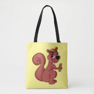 Bolsa Tote Esquilo de desenho animado bonito com amendoim