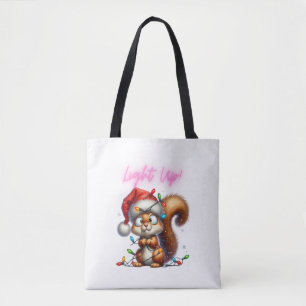 Bolsa Tote Esquilo de Natal com Luzes Festivas